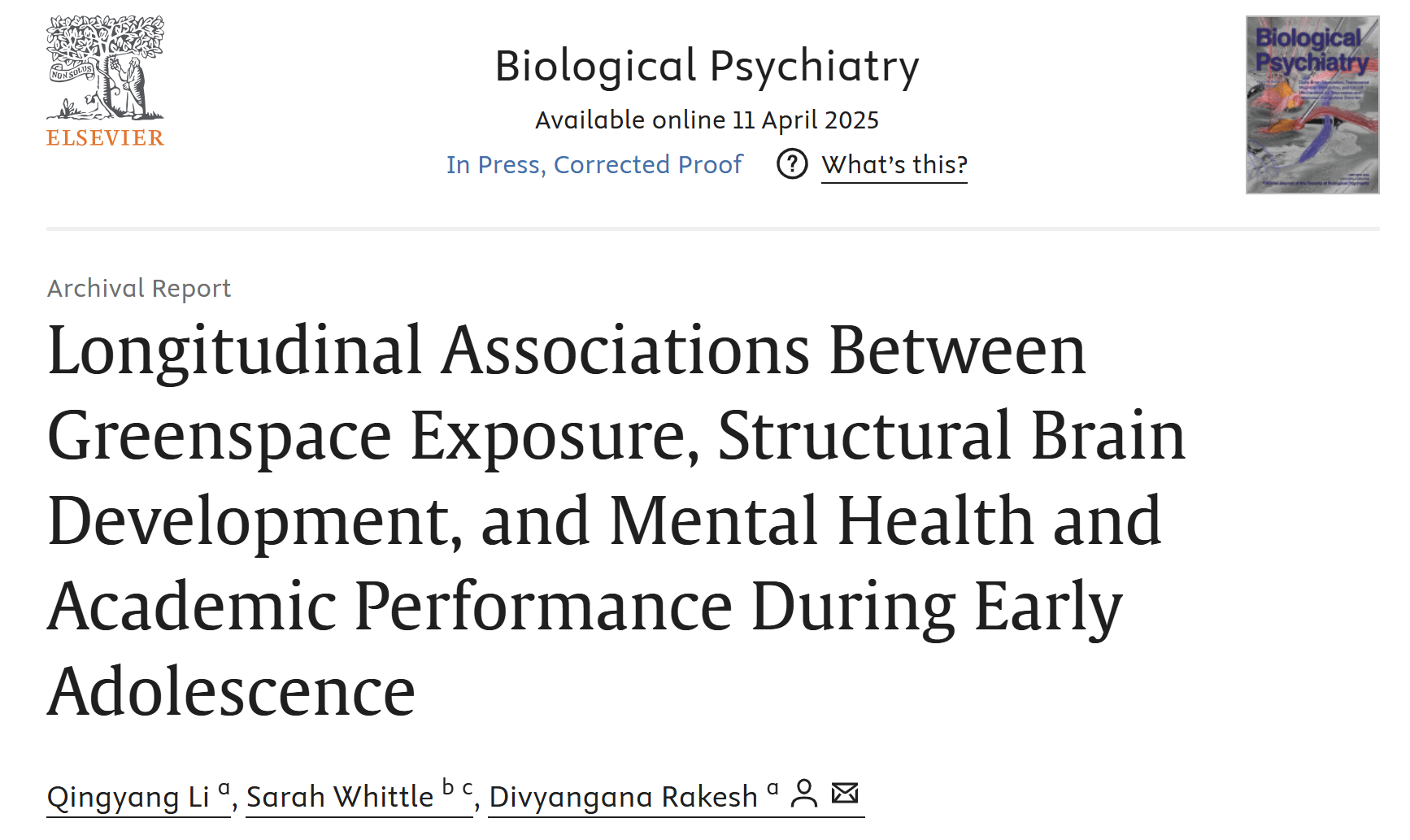 Green space and the adolescent brain